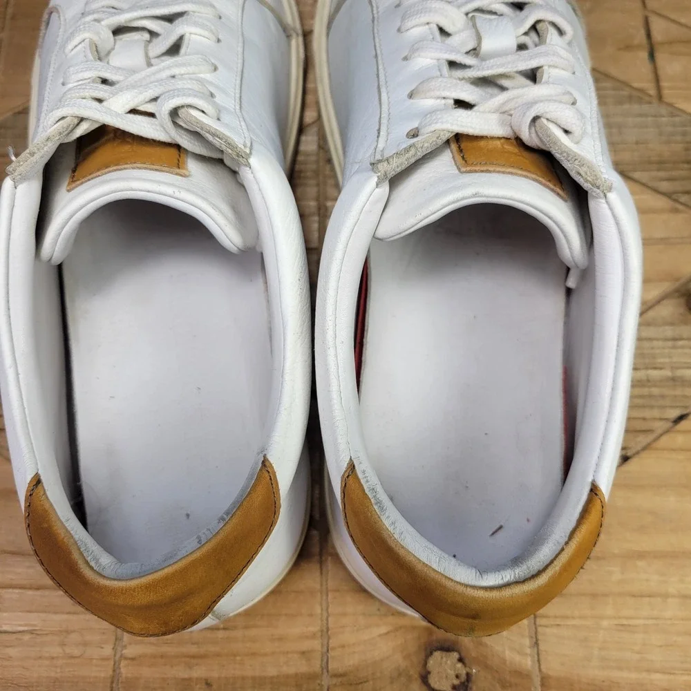 Allen Edmonds Mens 11 D Courtside White Leather Shoes Sneakers Lace Up‎ 3580 - Picture 13 of 16